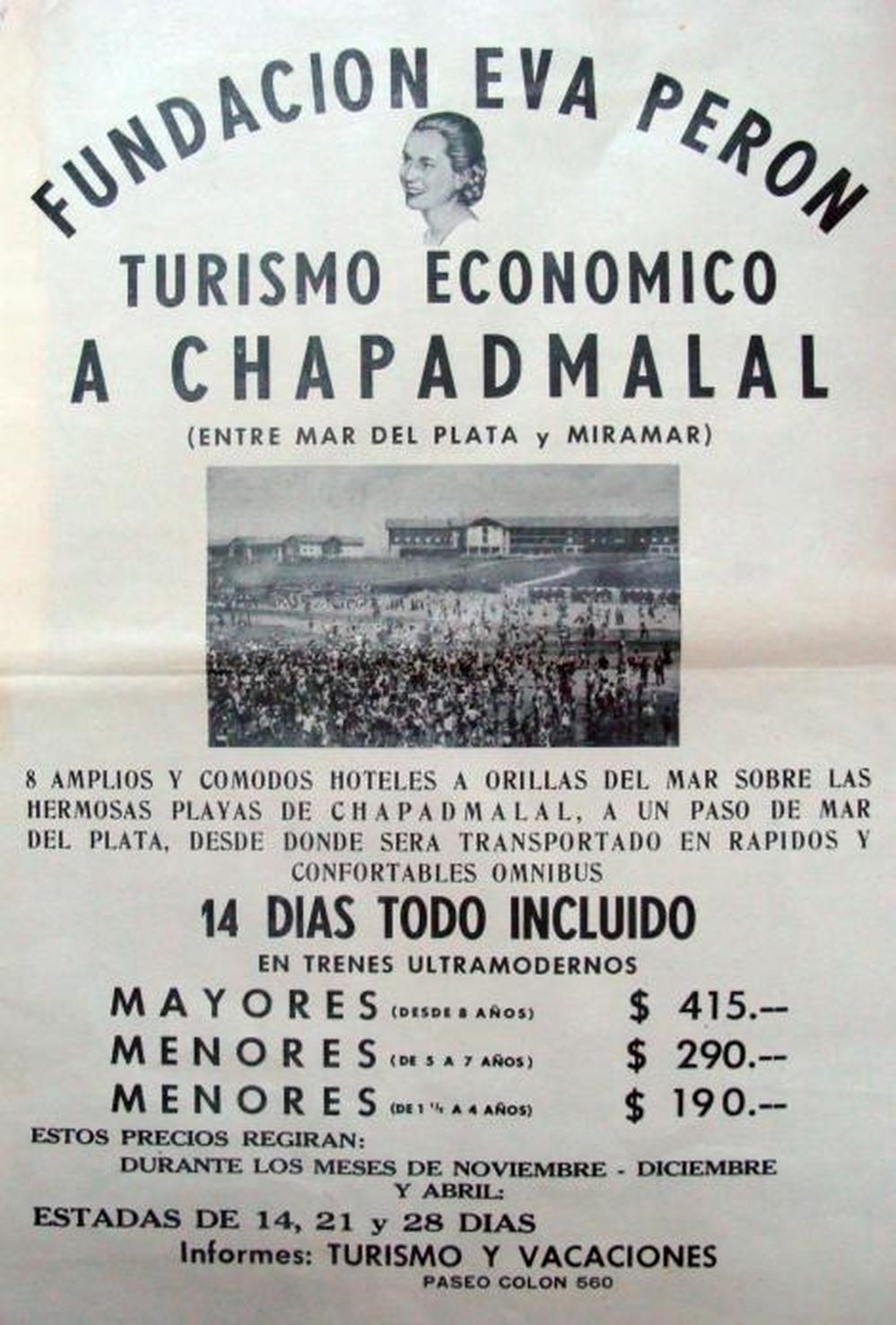 Gracias al Turismo Social impulsado por el Estado y la Fundación Eva Perón, las clases trabajadoras pudieron acceder a lugares hasta entonces inaccesibles y vivir experiencias de felicidad que dejaron una huella imborrable en sus vidas. MUSEO EVA PERÓN DE CHAPDMALAL. Gracias al Turismo Social impulsado por el Estado y la Fundación Eva Perón, las clases trabajadoras pudieron acceder a lugares hasta entonces inaccesibles y vivir experiencias de felicidad que dejaron una huella imborrable en sus vidas. MUSEO EVA PERÓN DE CHAPDMALAL.