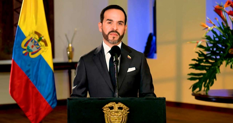 El nuevo presidente Abelardo De La Espriella durante su primera alocución tras el terremoto. PRESIDENCIA DE LA REPÚBLICA El nuevo presidente Abelardo De La Espriella durante su primera alocución tras el terremoto. PRESIDENCIA DE LA REPÚBLICA