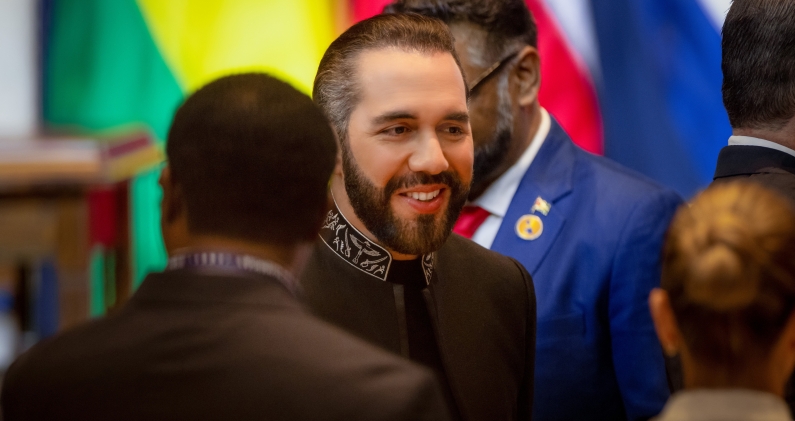 Nayib Bukele durante la cumbre 'Shield of the Americas', en marzo de 2026. PRESIDENCIASV Nayib Bukele durante la cumbre 'Shield of the Americas', en marzo de 2026. PRESIDENCIASV