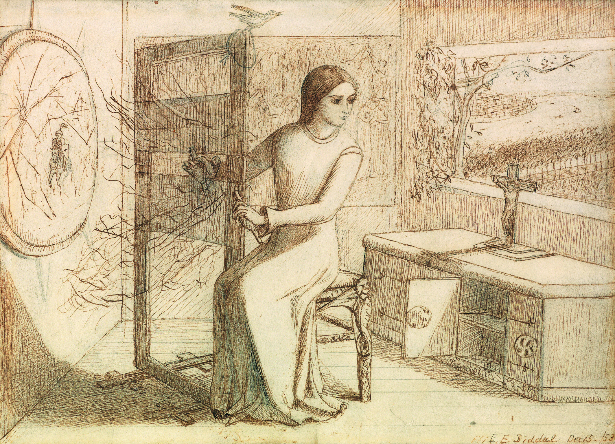 'La dama de Shalott' (1853), de Elizabeth Siddal. THE MAAS GALLERY 'La dama de Shalott' (1853), de Elizabeth Siddal. THE MAAS GALLERY