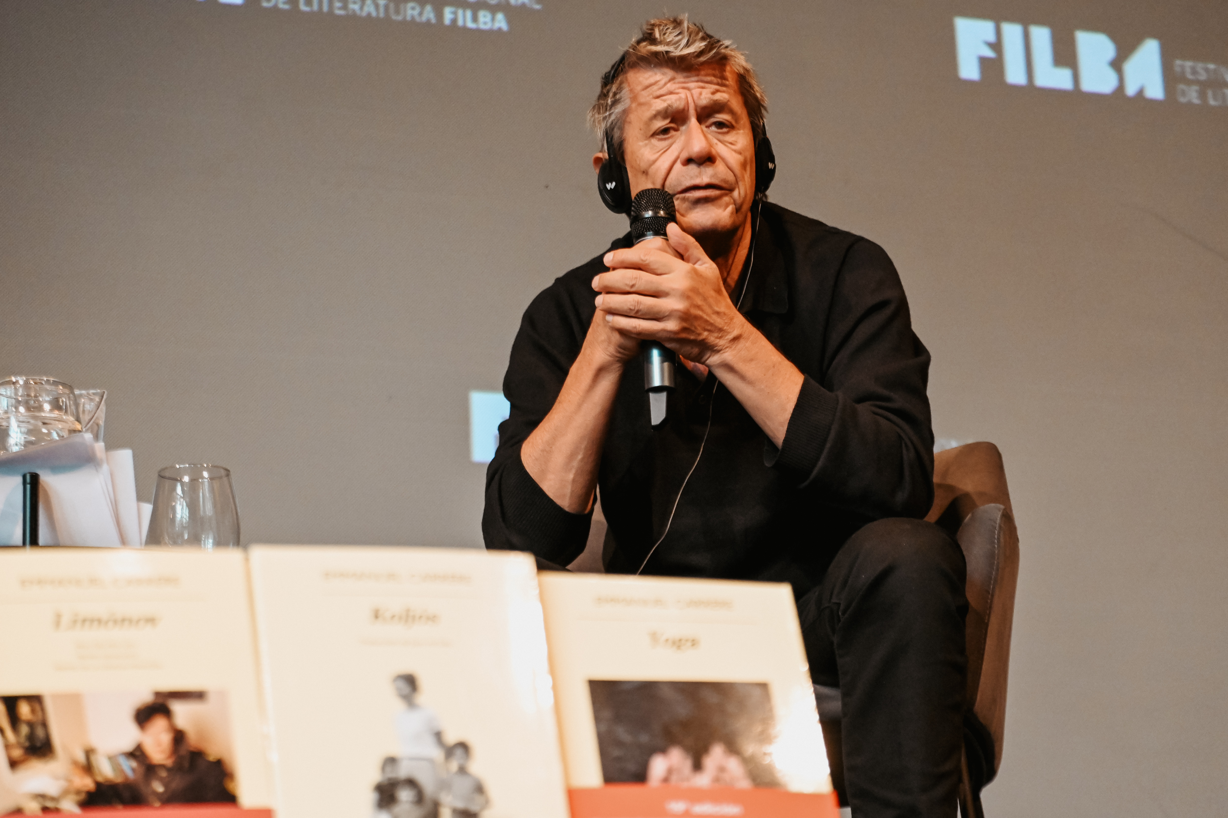 Emmanuel Carrère durante su participación en el Festival Internacional de Literatura de Buenos Aires. FILBA Emmanuel Carrère durante su participación en el Festival Internacional de Literatura de Buenos Aires. FILBA