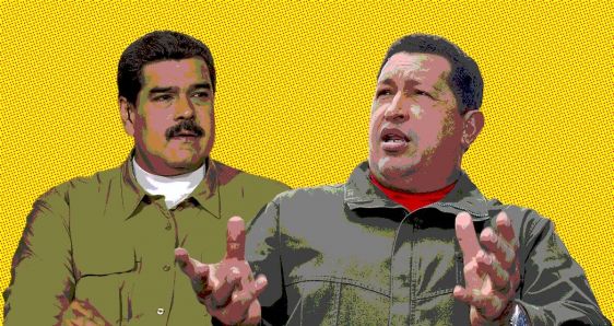 Nicolás Maduro y Hugo Chávez, protagonistas de la revolución bolivariana en Venezuela. ELENA CANTÓN; FLICKR/ENEAS Y BERNARDO LONDOY CON LICENCIA CC BY-NC-SA 2.0