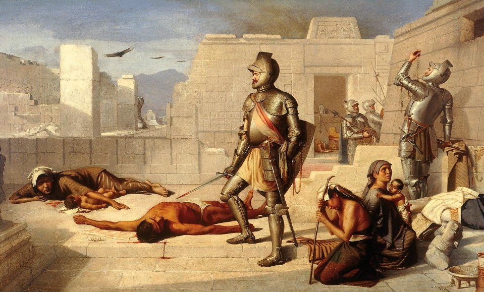 'Episodios de la Conquista: la matanza de Cholula', Félix Parra (1877). ARCHIVO