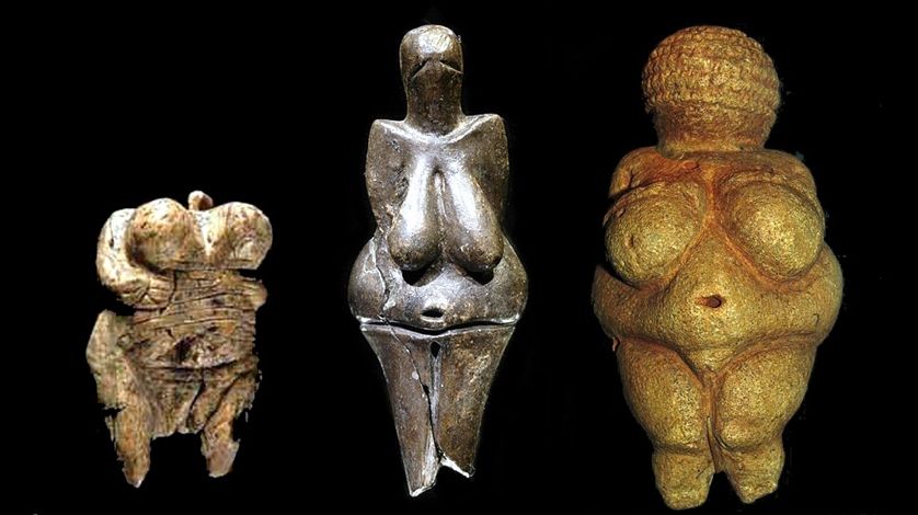 Las venus paleolíticas de Hohle Fels, de Dolní Věstonice y de Willendorf. ARCHIVO