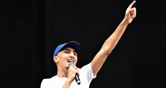El rapero español Morad, durante su concierto en el Estadio Olímpico de Barcelona, el 4 septiembre de 2021. XAVIER JUBIERRE