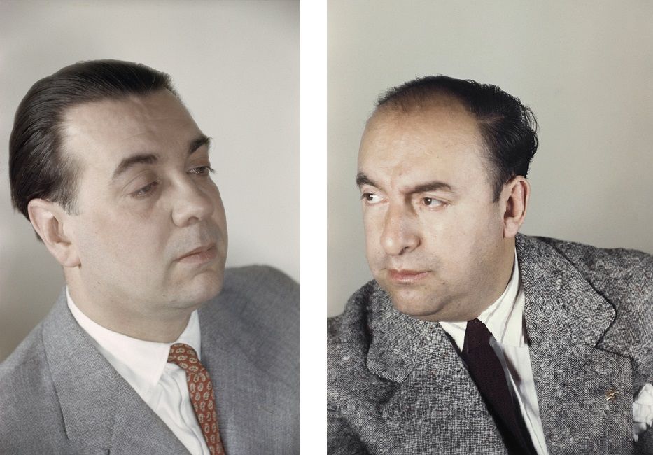 Retratos de Gisèle Freund de los escritores Jorge Luis Borges y Pablo Neruda. CORTESÍA CENTRO JOSÉ GUERRERO