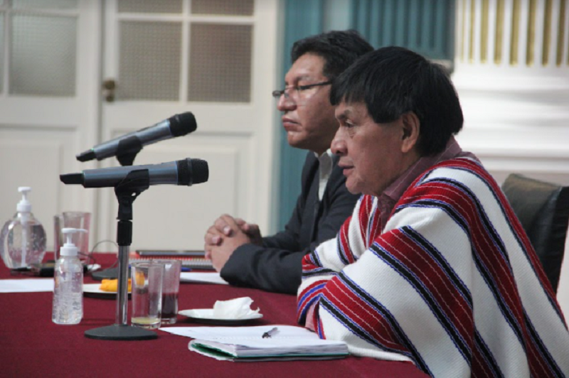 Gabriel Muyuy, secretario técnico de FILAC, en la presentación de la Asamblea General de ese organismo, que analizará los efectos de la pandemia en los pueblos indígenas. FILAC