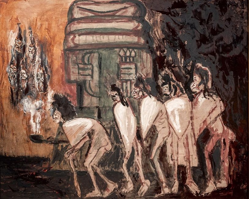 'Culto a Huichilobos', de José Clemente Orozco (1947) , en la exposición 'Fábulas fantásticas'. CORTESÍA FUNDACIÓN CASA DE MÉXICO EN ESPAÑA