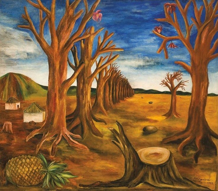 'Paisaje con piña', de María Izquierdo (1953), en la exposición 'Fabulas fantásticas'. CORTESÍA FUNDACIÓN CASA DE MÉXICO EN ESPAÑA