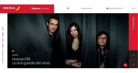 La web de 'Talento a Bordo', el proyecto de Iberia que pone en valor la cultura en español.