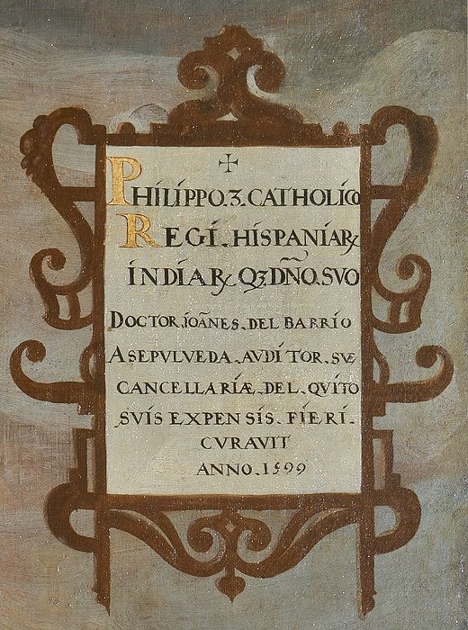Inscripción en la parte superior izquierda de 'Los tres mulatos de Esmeralda'. MUSEO DEL PRADO