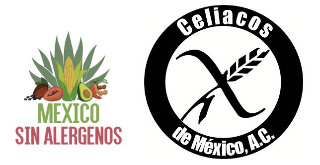 Logotipo de México Sin Alérgenos y sello de Celíacos de México. ARCHIVO 