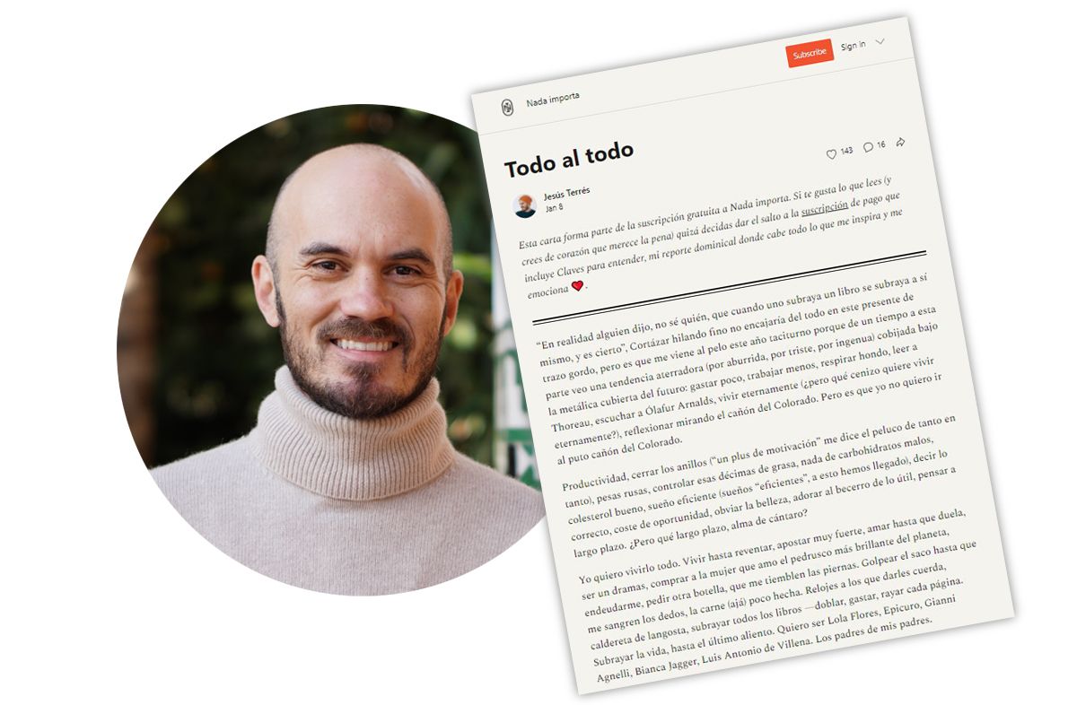 Jesús Terrés, autor de la newsletter 'Nada importa'. Jesús Terrés, autor de la newsletter 'Nada importa'.