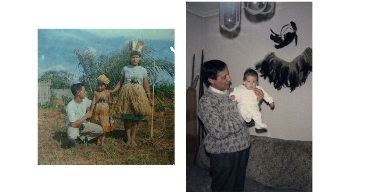 Fotografías de José María Bravo con indígenas del Mato Grosso y con su hija Raquel. CORTESÍA
