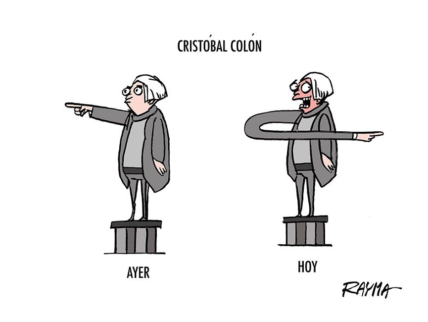 Caricatura de Cristóbal Colón de Rayma Suprani. CORTESÍA