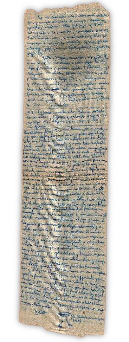 Carta escrita por Eugenio Reati en papel higiénico. CORTESÍA