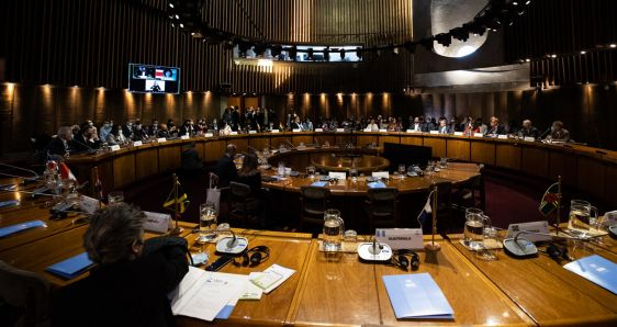 Primera reunión de la Conferencia de las Partes del Acuerdo de Escazú, en la sede de la Cepal, en Santiago de Chile, este miércoles. EFE/ALBERTO VALDÉS