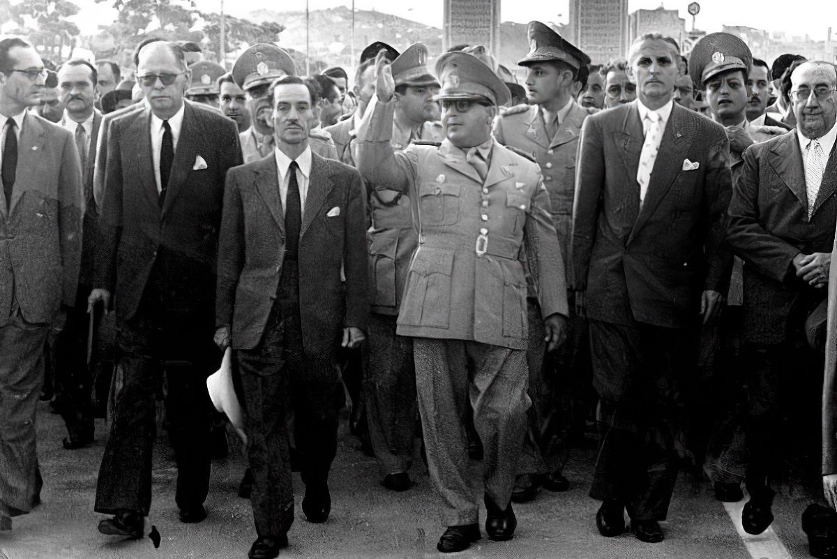 El general Marcos Pérez Jiménez, en la inauguración del Centro Simón Bolívar de Caracas, Venezuela, en 1954. ARCHIVO