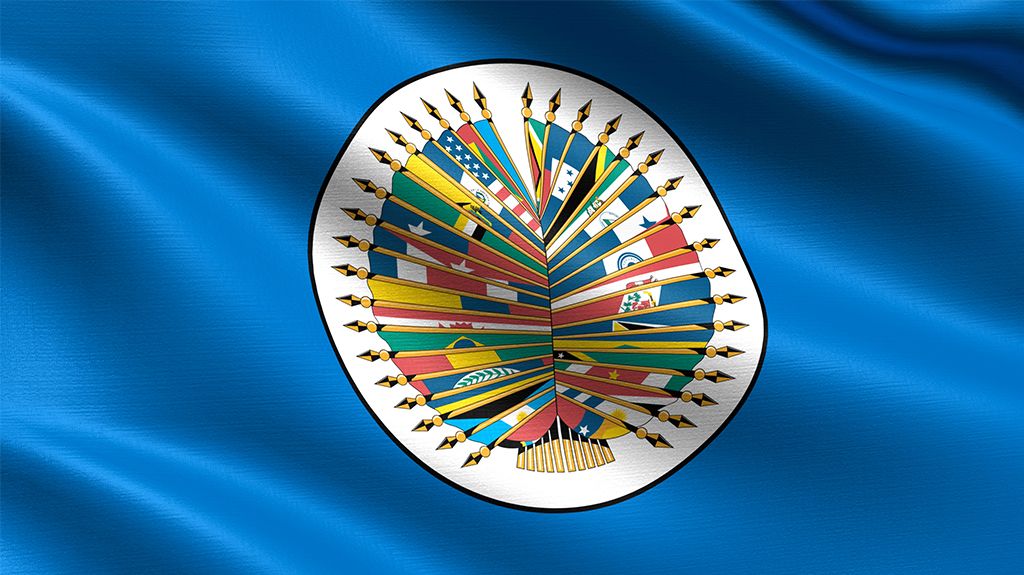 Bandera de la Organización de los Estados Americanos, cuyos miembros participan en la Cumbre de las Américas. ARCHIVO