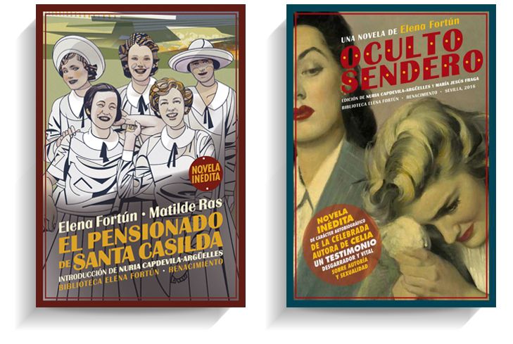 Portadas de los libros 'El pensionado de Santa Casilda' y 'Oculto sendero', de Elena Fortún. RENACIMIENTO
