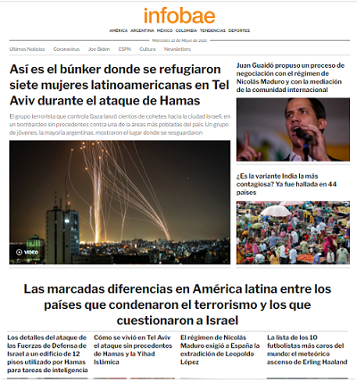 Portada de 'Infobae' del 12 de mayo de 2021. INFOBAE