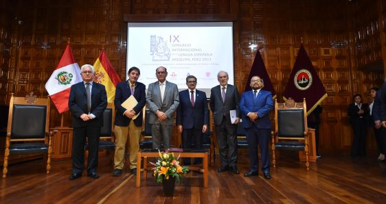 Presentación del IX Congreso Internacional de la Lengua Española, este 11 de noviembre, en Arequipa, Perú. EFE/JOSÉ SOTOMAYOR