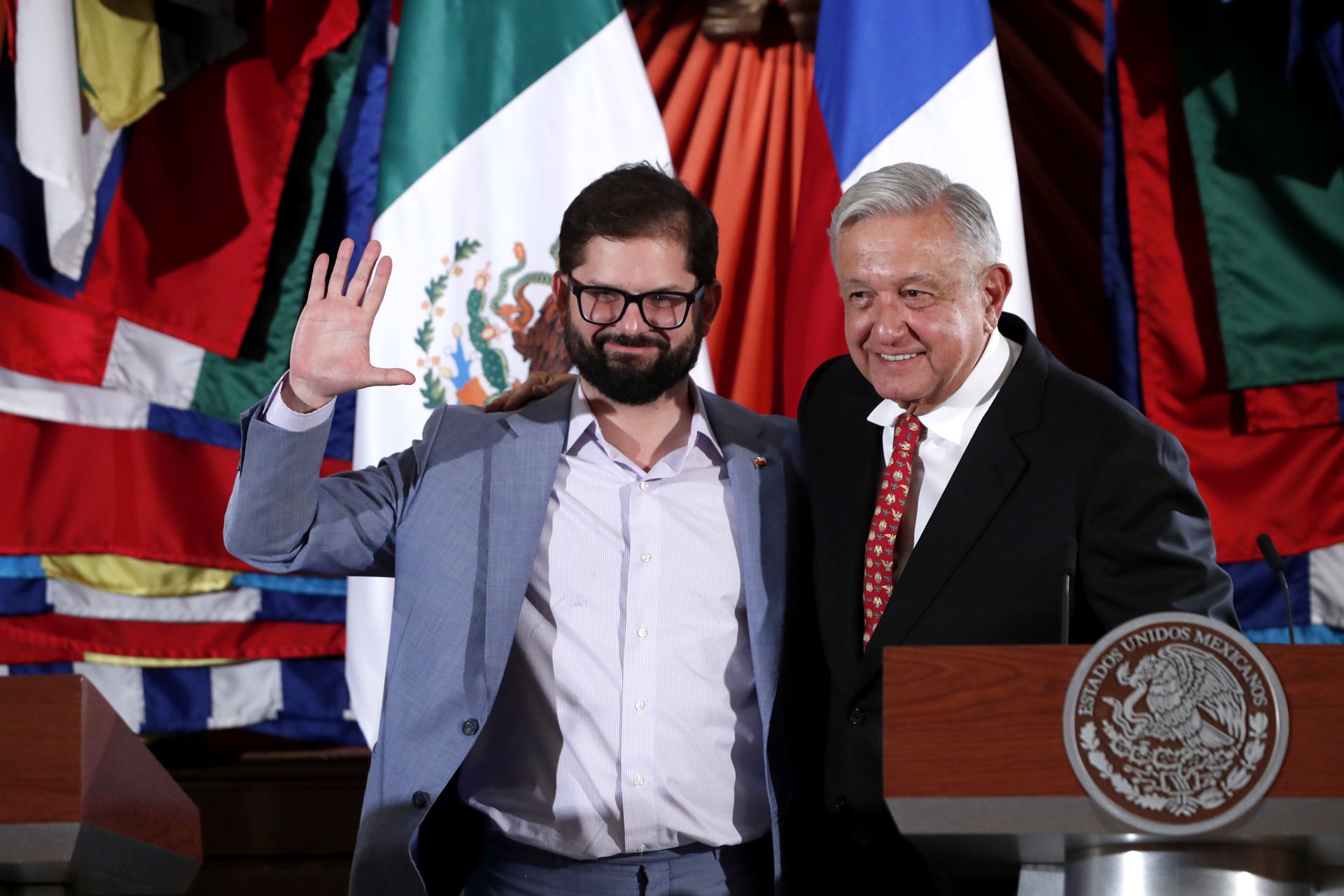 Los presidentes de Chile y de México, Gabriel Boric y Andrés Manuel López Obrador, el 23 de noviembre de 2022. EFE/MARIO GUZMÁN