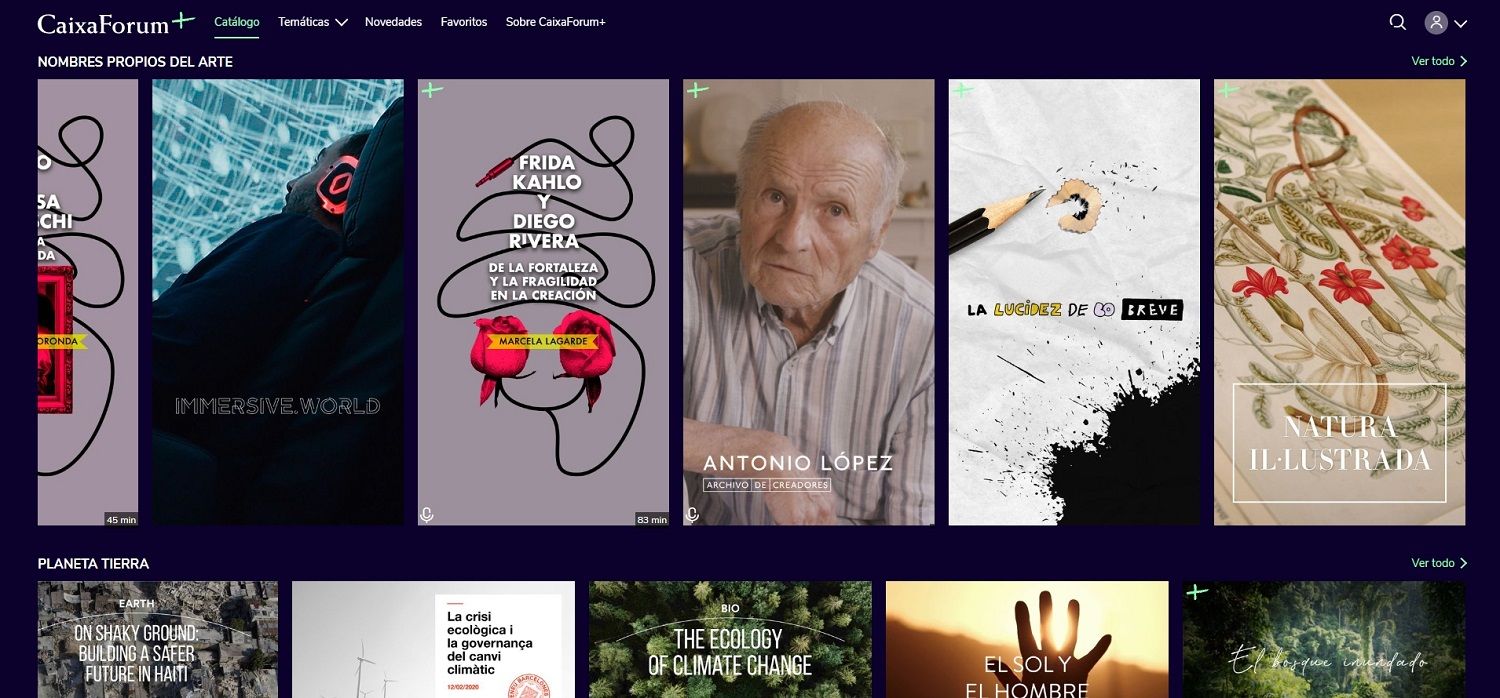 Web de CaixaForum+, la nueva plataforma 'online' de la Fundación ”la Caixa”.