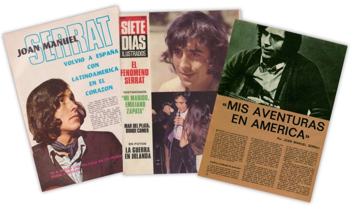 Joan Manuel Serrat, en las revistas 'Ritmo', 'Siete días ilustrados' y 'Fotogramas'. ARCHIVO
