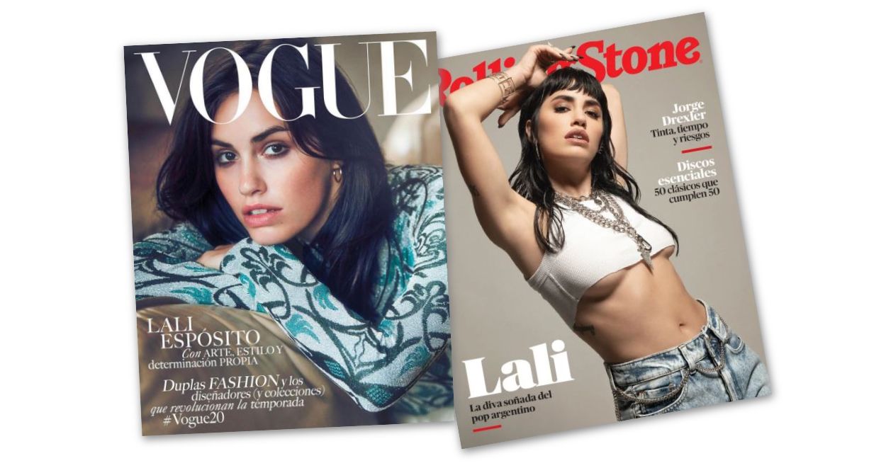 Lali Espósito, en la portada de 'Vogue' y 'Rolling Stone'. ARCHIVO Lali Espósito, en la portada de 'Vogue' y 'Rolling Stone'. ARCHIVO