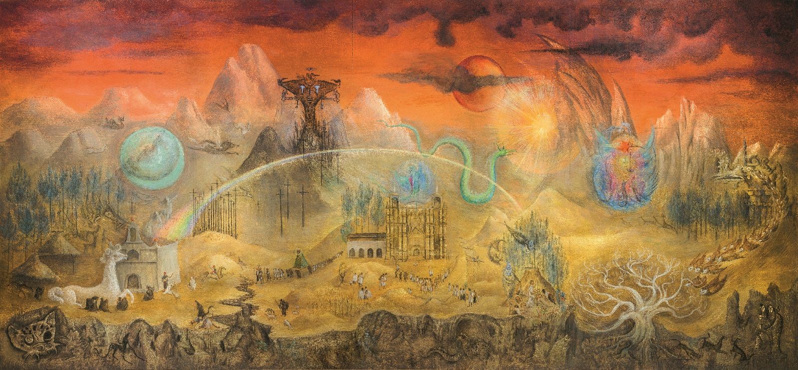 'El mundo mágico de los mayas', de Leonora Carrington (1964). Colección Museo Nacional de Antropología, Instituto Nacional de Antropología e Historia. © ESTATE OF LEONORA CARRINGTON/VEGAP, MADRID, 2023