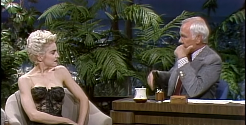 Madonna, en el programa de Johnny Carson, en 1987. ARCHIVO Madonna, en el programa de Johnny Carson, en 1987. ARCHIVO