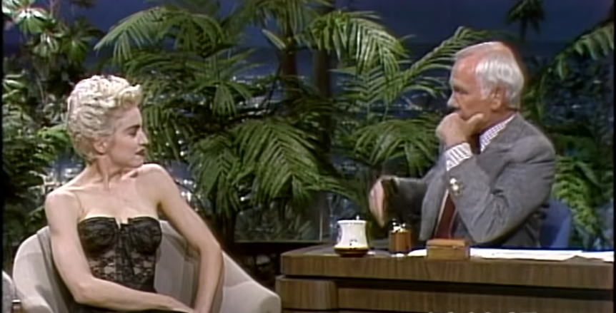 Madonna, en el programa de Johnny Carson, en 1987. ARCHIVO