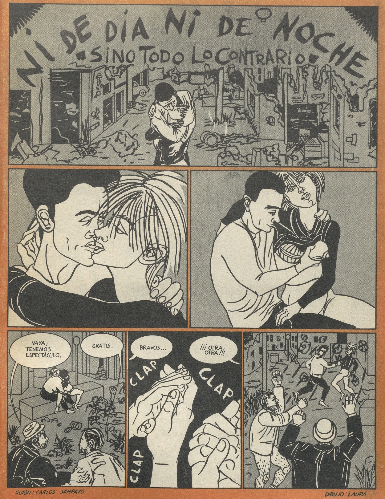 Viñetas del cómic 'Ni de día ni de noche, sino todo lo contrario', de Laura Pérez Vernetti y Carlos Sampayo (1988). MUSEO REINA SOFÍA Viñetas del cómic 'Ni de día ni de noche, sino todo lo contrario', de Laura Pérez Vernetti y Carlos Sampayo (1988). MUSEO REINA SOFÍA
