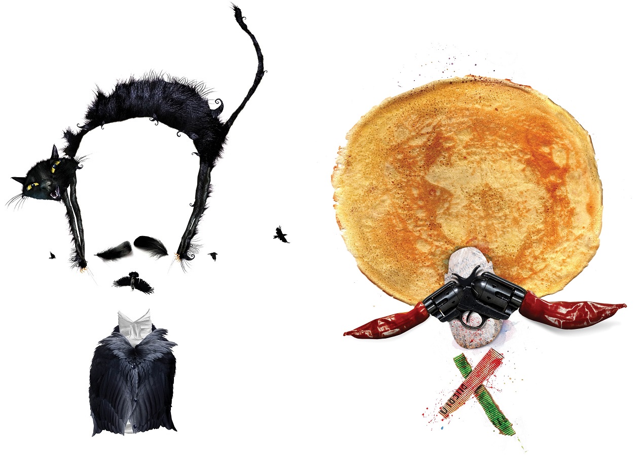 Retratos de Edgar Allan Poe y de Pancho Villa del ilustrador argentino Pablo Bernasconi. CORTESÍA