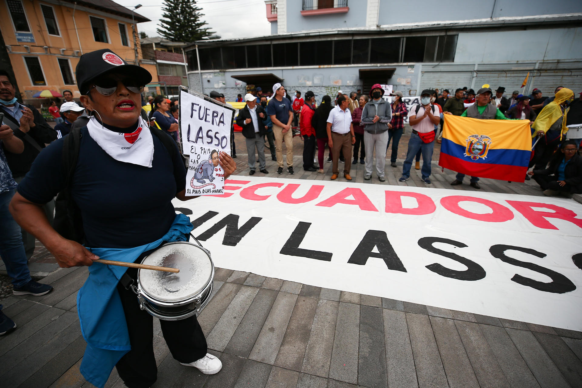 Manifestación en contra del presidente de Ecuador, Guillermo Lasso, en Quito, este 9 de mayo. EFE/JOSÉ JÁCOME