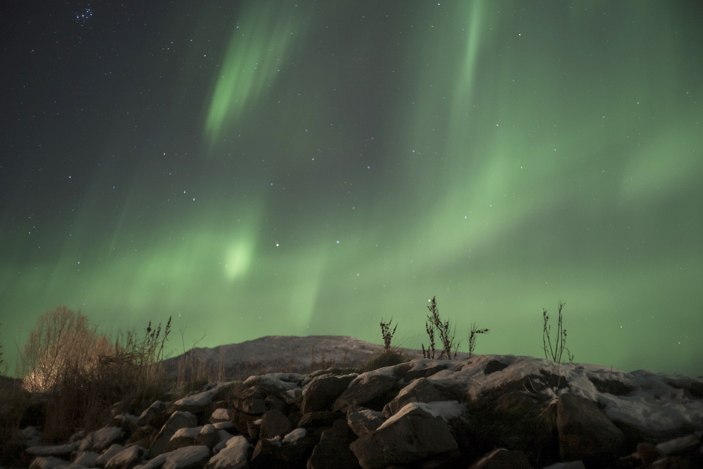 Aurora boreal en Tromsø, Noruega, en la película 'Errante', de Adriana Lestido. CORTESÍA
