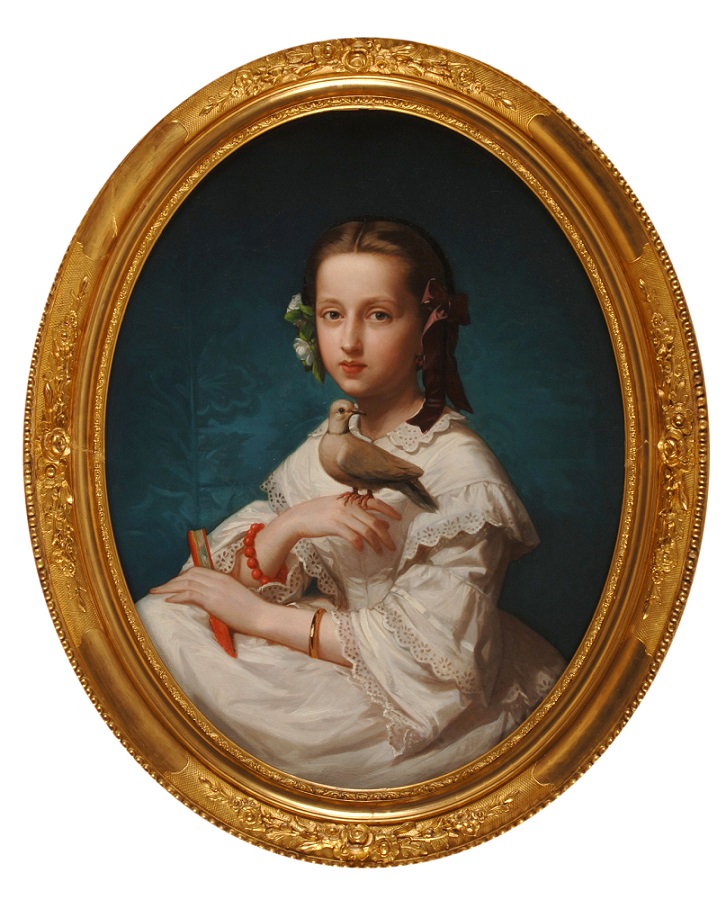 'María Teresa con una tórtola', de Luis de Madrazo (1880), en la exposición 'Elogio de lo cursi'. COLECCIÓN MADRAZO/COMUNIDAD DE MADRID