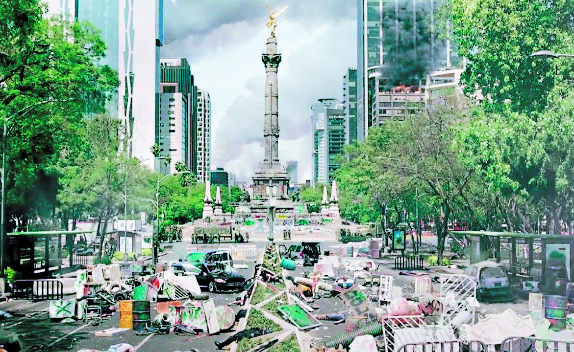 El paseo de la Reforma de Ciudad México, en la película 'Nuevo orden'. VIDEOCINE