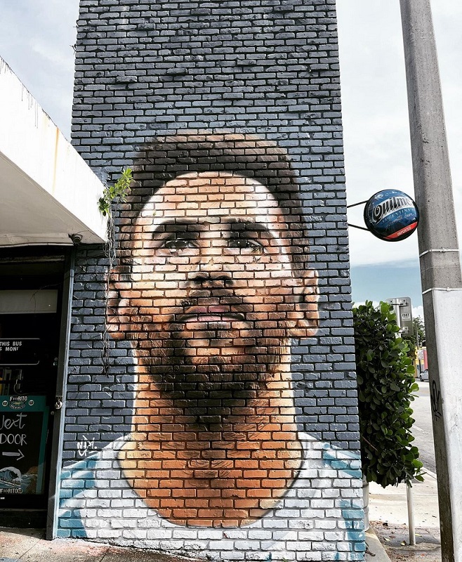 Mural de Leo Messi en el restaurante Fiorito de Miami. IG/@F10RITO