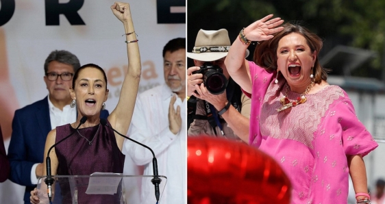 Claudia Sheinbaum (i) y Xóchitl Gálvez (d), aspirantes a ser la primera mujer presidenta de México. EFE/JOSÉ MÉNDEZ/MARIO GUZMÁN