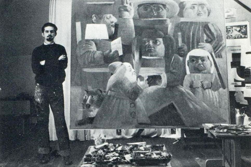 Fernando Botero, con el cuadro 'La Camara degli Sposi', 1958. ARCHIVO