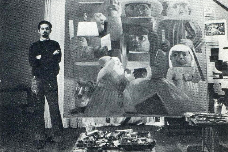 Fernando Botero, con el cuadro 'La Camara degli Sposi', 1958. ARCHIVO Fernando Botero, con el cuadro 'La Camara degli Sposi', 1958. ARCHIVO