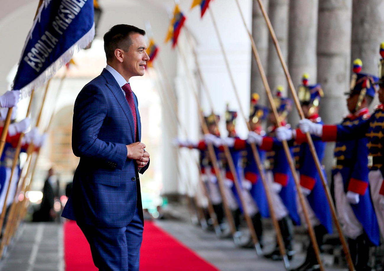 El presidente electo de Ecuador, Daniel Noboa, en el Palacio de Gobierno, en Quito, el 17 de octubre. EFE/JOSÉ JÁCOME