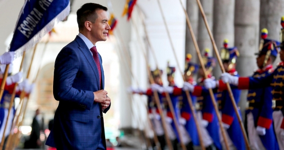 El presidente electo de Ecuador, Daniel Noboa, en el Palacio de Gobierno, en Quito, el 17 de octubre. EFE/JOSÉ JÁCOME