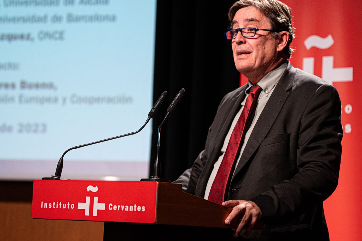 Luis García Montero, director del Instituto Cervantes, en la presentación del anuario 'El español en el mundo'. INSTITUTO CERVANTES/VALENTINA DELUCA