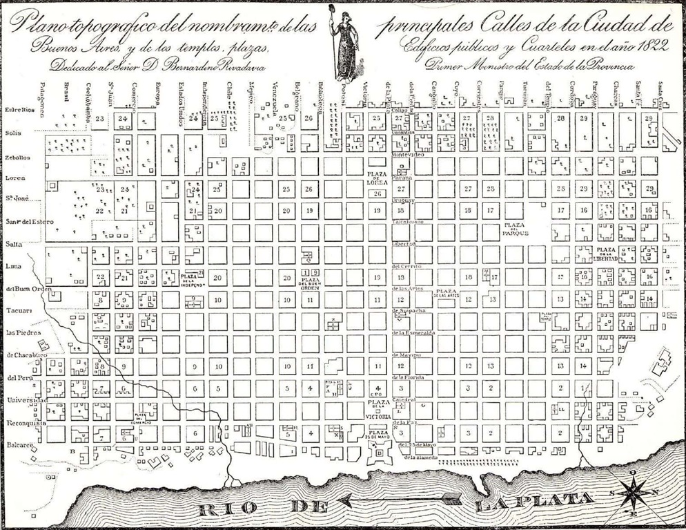 Plano topográfico de Buenos Aires de 1822. ARCHIVO