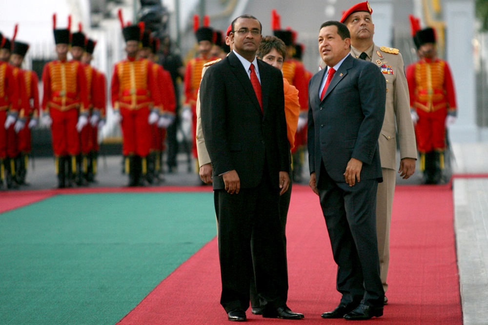 Bharrat Jagdeo y Hugo Chávez, en Caracas, Venezuela, en 2010. PRENSA MIRAFLORES