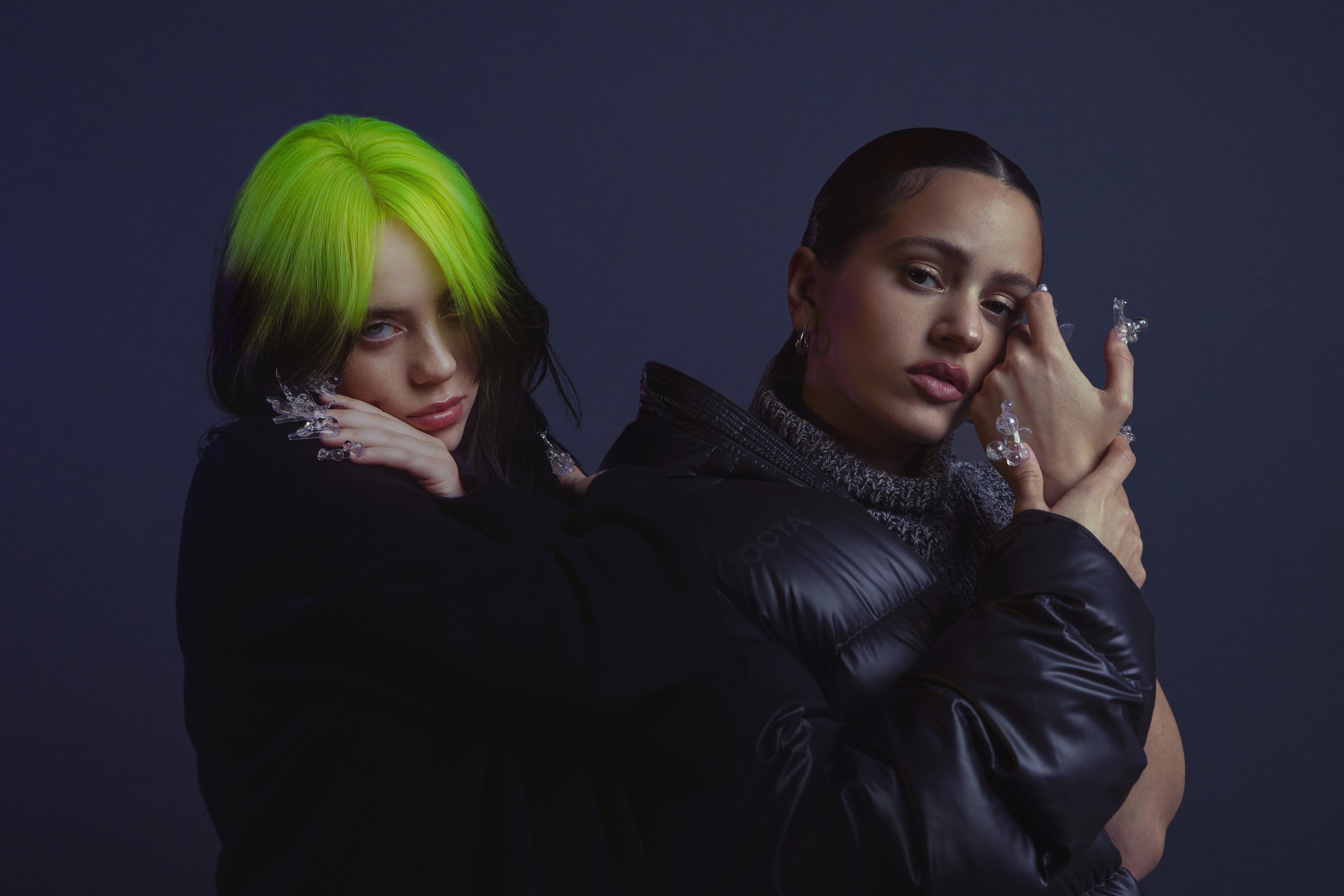 Billie Eilish y Rosalía, en el lanzamiento de 'Lo vas a olvidar'. SONY MUSIC