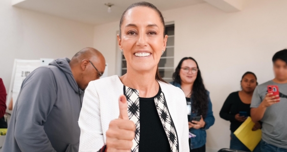 La presidenta electa de México, Claudia Sheinbaum, tras votar este domingo. X/@CLAUDIASHEIN